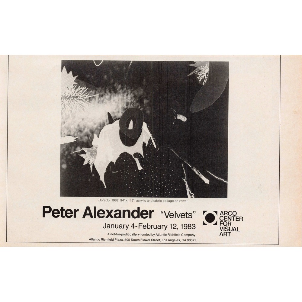Vintage 1983 Peter Alexander Velvets ARCO Center for Visual Art Print Ad Dorado